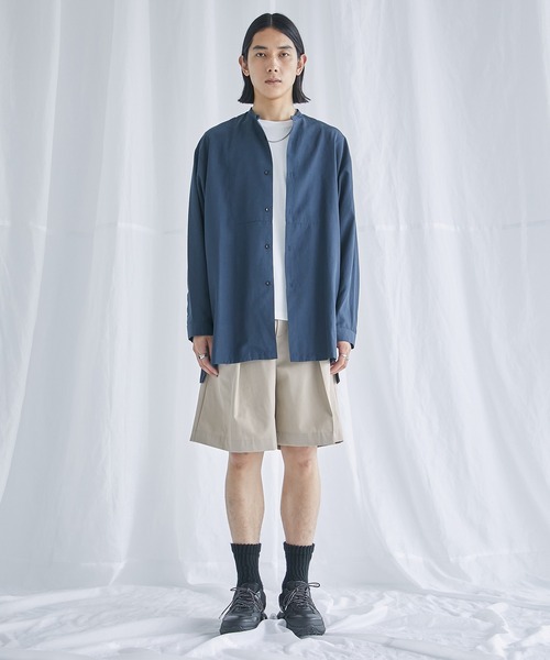 PUBLIC TOKYO(パブリックトウキョウ)の「ポリリネンバンドロングシャツ(シャツ/ブラウス・メンズ・ネイビー/ブルー/ダークグレー・2/1)」の17枚目の写真
