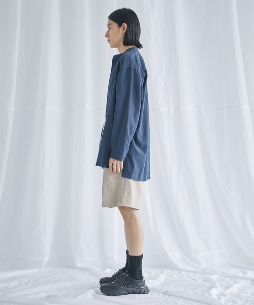 PUBLIC TOKYO(パブリックトウキョウ)の「ポリリネンバンドロングシャツ(シャツ/ブラウス・メンズ・ネイビー/ブルー/ダークグレー・2/1)」の16枚目の写真