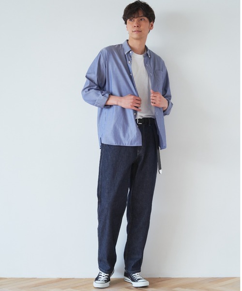 Pitta Re:)（ピッタリ）の「形態安定ノーアイロン ラウンドテール ボタンダウン長袖ビジネスワイシャツ（シャツ/ブラウス・メンズ・グレイッシュブルー・LL/S/L/M）」の9枚目の写真