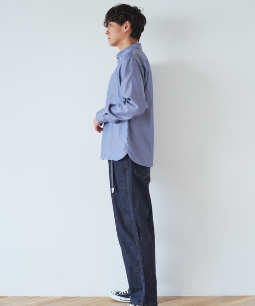 Pitta Re:)（ピッタリ）の「形態安定ノーアイロン ラウンドテール ボタンダウン長袖ビジネスワイシャツ（シャツ/ブラウス・メンズ・グレイッシュブルー・LL/S/L/M）」の8枚目の写真