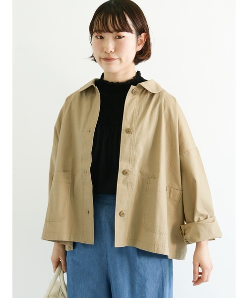 Samansa Mos2(サマンサ モスモス)の「綿タイプライターショートジャケット(その他アウター・レディース・ベージュ/チャコール/キナリ・フリ-)」の3枚目の写真