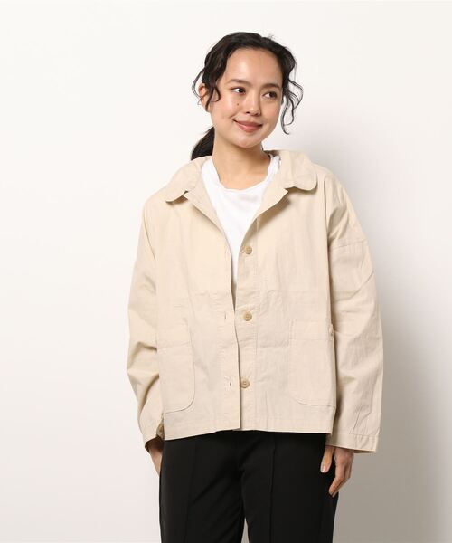 Samansa Mos2(サマンサ モスモス)の「綿タイプライターショートジャケット(その他アウター・レディース・ベージュ/チャコール/キナリ・フリ-)」の9枚目の写真