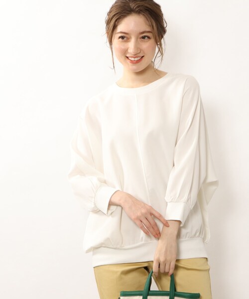 DRESKIP(ドレスキップ)の「◆リブ切り替えドルマンブラウス(シャツ/ブラウス・レディース・ライトブルー/ブラック/オフホワイト/グリーン/ダークオレンジ/ライトベージュ/レモンイエロー・00)」の1枚目の写真