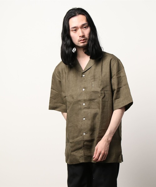 Gallipoli camiceria(ガリポリカミチェリア)の「リネンオープンカラーオーバーサイズ半袖シャツ(シャツ/ブラウス・メンズ・ホワイト/ピンク/ブルー/モスグリーン・46/48/50)」の3枚目の写真