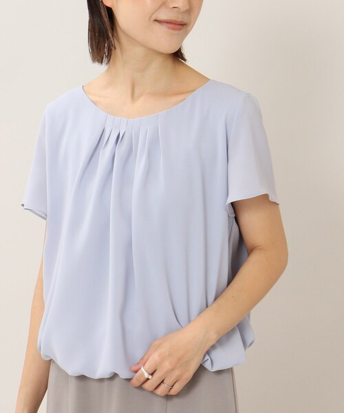 UNTITLED（アンタイトル）の「◆【オフィスにも学校行事にも】フレアスリーブ 半袖ブラウス（シャツ/ブラウス・レディース・オフホワイト/ピンク/ネイビー/サックスブルー/ナチュラル・01/02/03/04/44/48）」の4枚目の写真