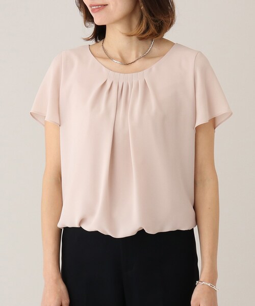 UNTITLED（アンタイトル）の「◆【オフィスにも学校行事にも】フレアスリーブ 半袖ブラウス（シャツ/ブラウス・レディース・オフホワイト/ピンク/ネイビー/サックスブルー/ナチュラル・01/02/03/04/44/48）」の7枚目の写真