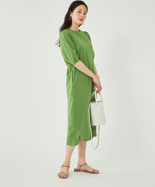 【新品】グリーンレーベルリラクシング　ランタンスリーブ フォルム ワンピース green label relaxing（グリーンレーベルリラクシング）の