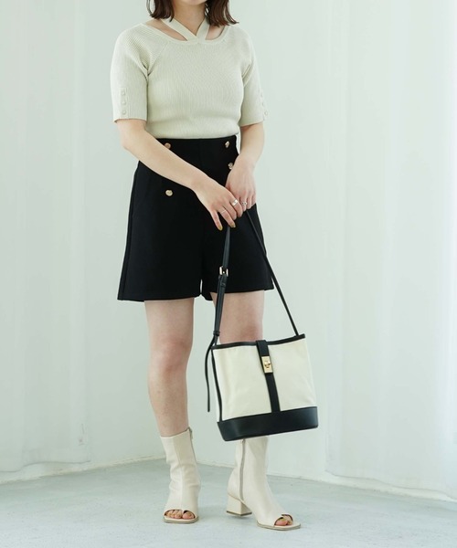 archives(アルシーヴ)の「リボン付きオフショルニット(ニット/セーター・レディース・ブラック/オレンジ/グリーン/アイボリー・MEDIUM)」の8枚目の写真