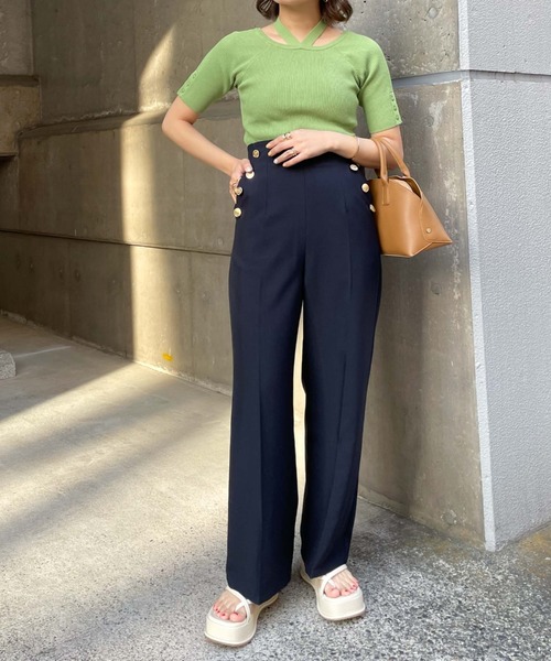 archives(アルシーヴ)の「リボン付きオフショルニット(ニット/セーター・レディース・ブラック/オレンジ/グリーン/アイボリー・MEDIUM)」の7枚目の写真