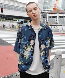 ルーズシルエット オープンカラー アロハシャツ 総柄 ペイズリー 花柄