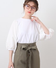 DRESKIP | 袖シボシボ異素材七分袖プルオーバー(Tシャツ/カットソー)