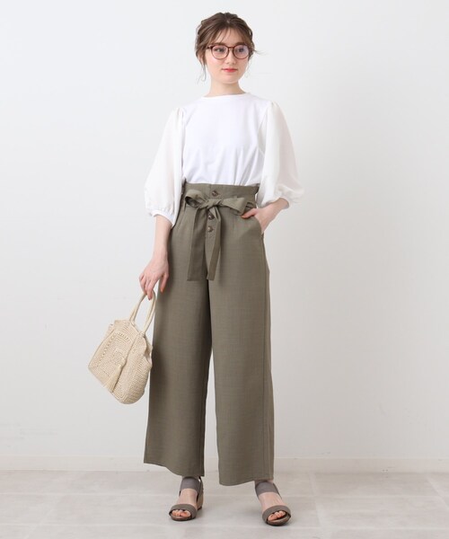 DRESKIP(ドレスキップ)の「◆【ぽわん袖/お洒落見え】袖シボシボ異素材七分袖トップス(Tシャツ/カットソー・レディース・オフホワイト/グリーン/ブラック/黄緑系・03/02/04)」の15枚目の写真