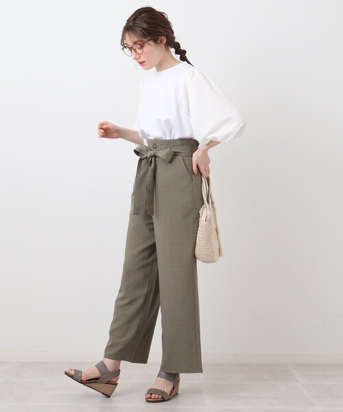 DRESKIP(ドレスキップ)の「◆【ぽわん袖/お洒落見え】袖シボシボ異素材七分袖トップス(Tシャツ/カットソー・レディース・オフホワイト/グリーン/ブラック/黄緑系・03/02/04)」の16枚目の写真