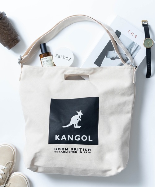 KANGOL(カンゴール)の「【KANGOL】2WAYボックスロゴプリントショルダートートバッグ KGSA-BG00100(ショルダーバッグ・レディース・ホワイト/ブラック・FREE)」の2枚目の写真