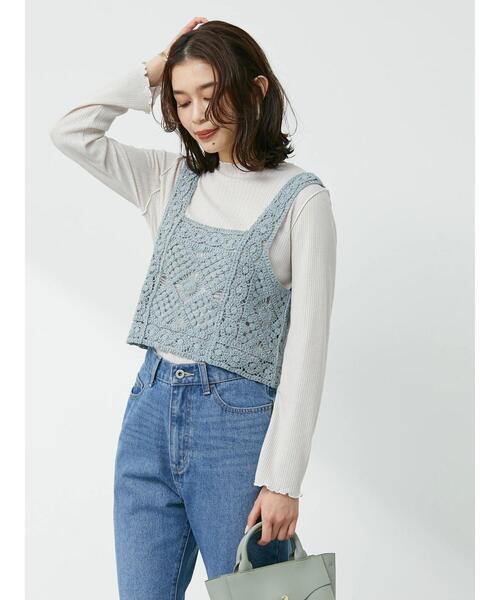 Sugar spoon（シュガースプーン）の「・SUGAR SPOON カギ針風ベスト（ベスト・レディース・ライトブルー/ブラック/グレー/ナチュラル・FREE）」の18枚目の写真