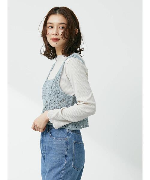 Sugar spoon（シュガースプーン）の「・SUGAR SPOON カギ針風ベスト（ベスト・レディース・ライトブルー/ブラック/グレー/ナチュラル・FREE）」の19枚目の写真