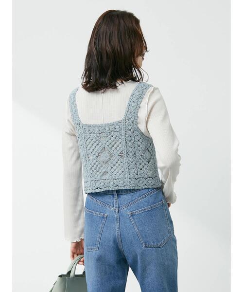 Sugar spoon（シュガースプーン）の「・SUGAR SPOON カギ針風ベスト（ベスト・レディース・ライトブルー/ブラック/グレー/ナチュラル・FREE）」の20枚目の写真