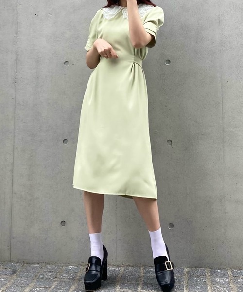 Crea titty&Co. PETIT（クレアティティーアンドコープチ）の「【Crea titty&Co.PETIT】レースカラータックミディワンピース（ワンピース・レディース・グリーン・FREE）」の11枚目の写真