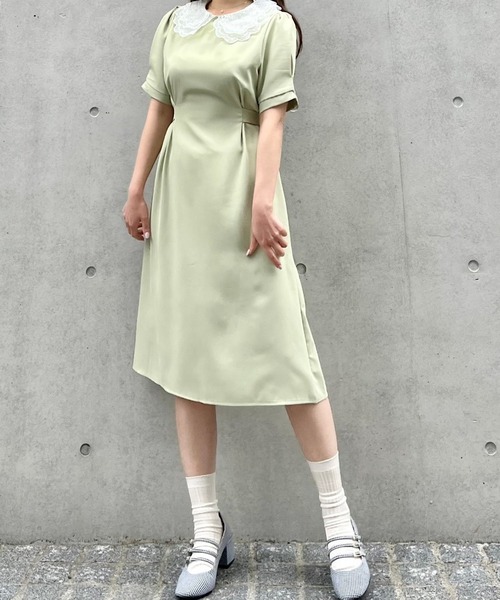 Crea titty&Co. PETIT（クレアティティーアンドコープチ）の「【Crea titty&Co.PETIT】レースカラータックミディワンピース（ワンピース・レディース・グリーン・FREE）」の13枚目の写真