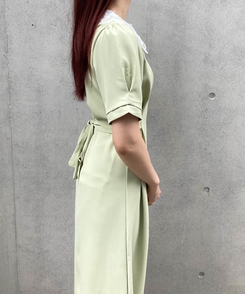 Crea titty&Co. PETIT（クレアティティーアンドコープチ）の「【Crea titty&Co.PETIT】レースカラータックミディワンピース（ワンピース・レディース・グリーン・FREE）」の3枚目の写真