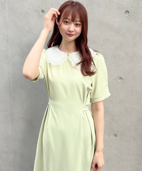Crea titty&Co. PETIT（クレアティティーアンドコープチ）の「【Crea titty&Co.PETIT】レースカラータックミディワンピース（ワンピース・レディース・グリーン・FREE）」の16枚目の写真