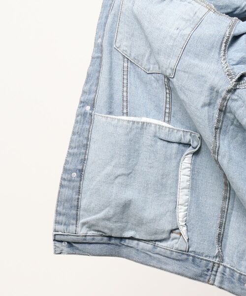 GGD SELECT（ジージーディー　セレクト）の「チェック柄切り替えデニムジャケット（デニムジャケット・レディース・ライトブルー・FREE）」の7枚目の写真