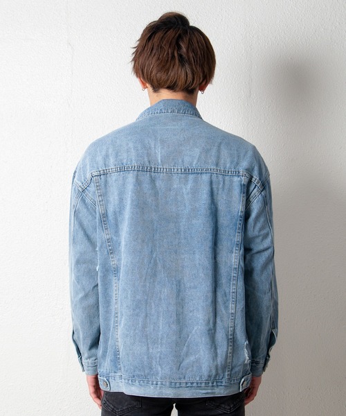 GGD SELECT（ジージーディー　セレクト）の「チェック柄切り替えデニムジャケット（デニムジャケット・レディース・ライトブルー・FREE）」の5枚目の写真