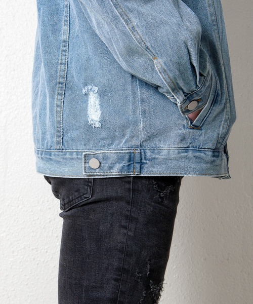 GGD SELECT（ジージーディー　セレクト）の「チェック柄切り替えデニムジャケット（デニムジャケット・レディース・ライトブルー・FREE）」の18枚目の写真