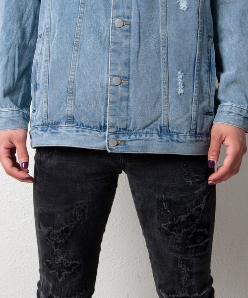 GGD SELECT（ジージーディー　セレクト）の「チェック柄切り替えデニムジャケット（デニムジャケット・レディース・ライトブルー・FREE）」の21枚目の写真