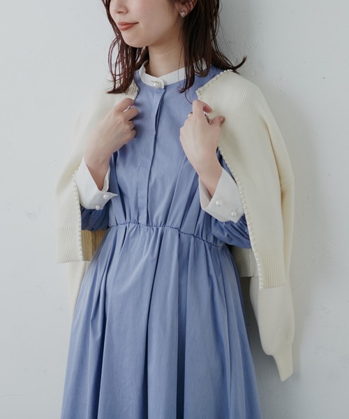 natural couture（ナチュラルクチュール）の「新色登場！/パールトリムクルーネックカーディガン（カーディガン/ボレロ・レディース・ブラック/オフホワイト/ベージュ/ピンクベージュ/ネイビー・FREE）」の21枚目の写真