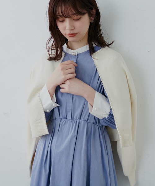 natural couture（ナチュラルクチュール）の「新色登場！/パールトリムクルーネックカーディガン（カーディガン/ボレロ・レディース・ブラック/オフホワイト/ベージュ/ピンクベージュ/ネイビー・FREE）」の20枚目の写真