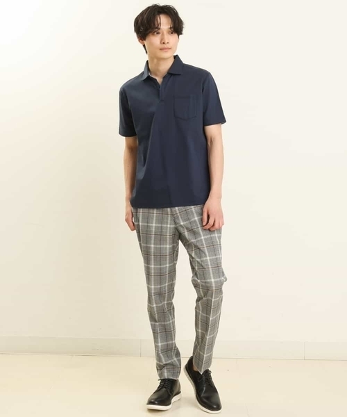 a.v.v（アーヴェヴェ）の「【S-XXL】シルケットスムーススキッパーポロシャツ（ポロシャツ・メンズ・ブラック/ネイビー/ホワイト・44/46/50/52/48）」の18枚目の写真