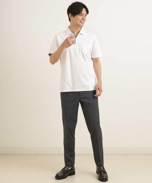 a.v.v（アーヴェヴェ）の「【S-XXL】シルケットスムーススキッパーポロシャツ（ポロシャツ・メンズ・ブラック/ネイビー/ホワイト・44/46/50/52/48）」の16枚目の写真