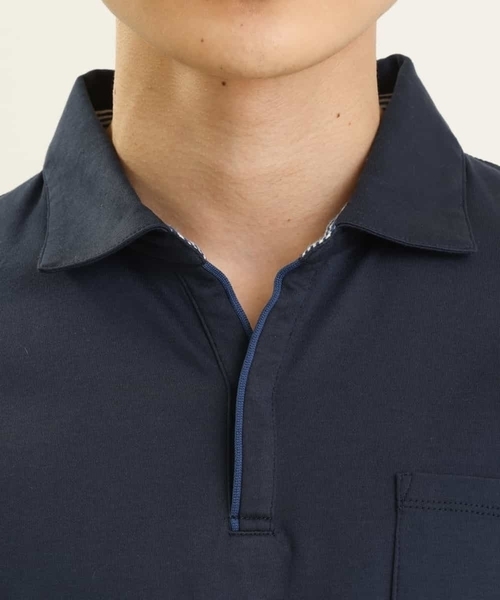 a.v.v（アーヴェヴェ）の「【S-XXL】シルケットスムーススキッパーポロシャツ（ポロシャツ・メンズ・ブラック/ネイビー/ホワイト・44/46/50/52/48）」の8枚目の写真