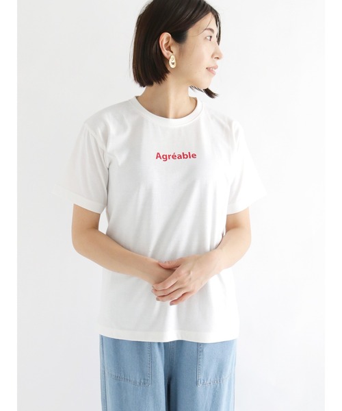 Lugnoncure（ルノンキュール）の「スモールロゴプリントTシャツ（Tシャツ/カットソー・レディース・ミント/オフホワイト/ベージュ・ﾌﾘ-）」の2枚目の写真