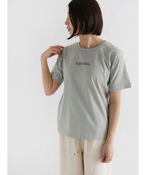 Lugnoncure（ルノンキュール）の「スモールロゴプリントTシャツ（Tシャツ/カットソー・レディース・ミント/オフホワイト/ベージュ・ﾌﾘ-）」の3枚目の写真