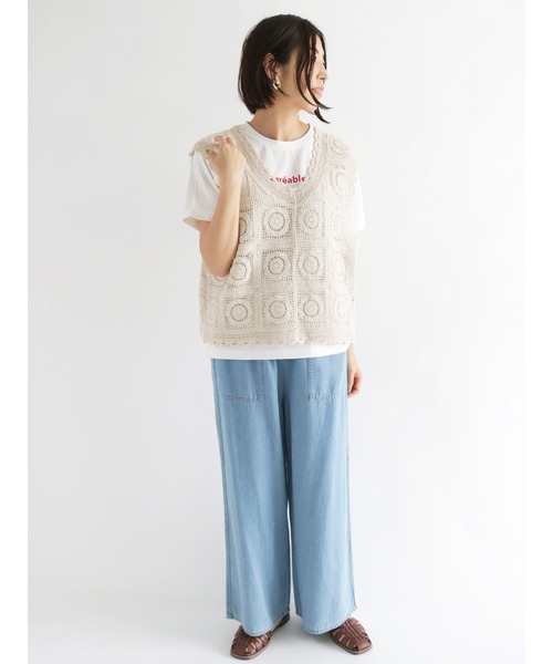 Lugnoncure（ルノンキュール）の「スモールロゴプリントTシャツ（Tシャツ/カットソー・レディース・ミント/オフホワイト/ベージュ・ﾌﾘ-）」の6枚目の写真