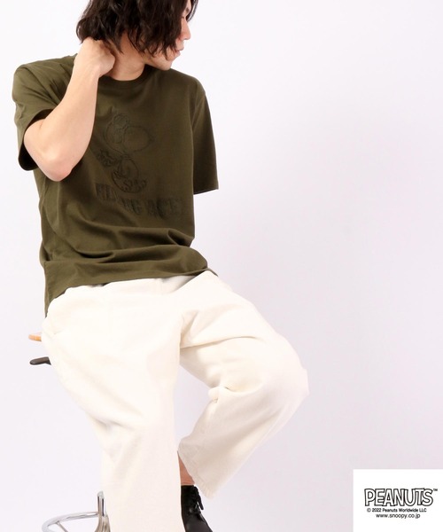 PEANUTS(ピーナッツ)の「PEANUTS スヌーピー 刺繍 半袖Tシャツ(Tシャツ/カットソー・メンズ・ホワイト/パープル/カーキ/ネイビー・LL/L/M)」の11枚目の写真