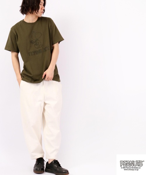 PEANUTS(ピーナッツ)の「PEANUTS スヌーピー 刺繍 半袖Tシャツ(Tシャツ/カットソー・メンズ・ホワイト/パープル/カーキ/ネイビー・LL/L/M)」の12枚目の写真