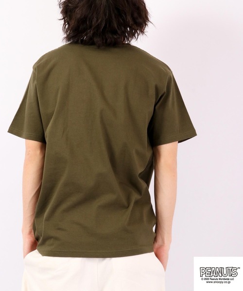 PEANUTS(ピーナッツ)の「PEANUTS スヌーピー 刺繍 半袖Tシャツ(Tシャツ/カットソー・メンズ・ホワイト/パープル/カーキ/ネイビー・LL/L/M)」の10枚目の写真
