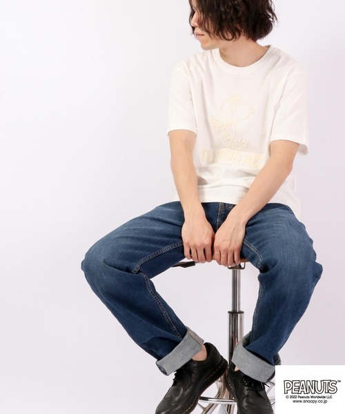 PEANUTS(ピーナッツ)の「PEANUTS スヌーピー 刺繍 半袖Tシャツ(Tシャツ/カットソー・メンズ・ホワイト/パープル/カーキ/ネイビー・LL/L/M)」の8枚目の写真