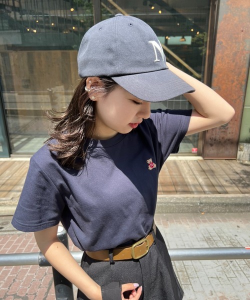 one after another NICE CLAUP（ワンアフターアナザーナイスクラップ）の「くま刺繍Tシャツ（Tシャツ/カットソー・レディース・ホワイト/ネイビー/サックスブルー/ピンク・FREE）」の3枚目の写真