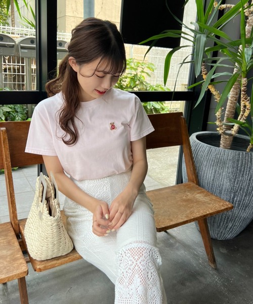 one after another NICE CLAUP（ワンアフターアナザーナイスクラップ）の「くま刺繍Tシャツ（Tシャツ/カットソー・レディース・ホワイト/ネイビー/サックスブルー/ピンク・FREE）」の17枚目の写真