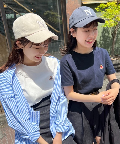 one after another NICE CLAUP（ワンアフターアナザーナイスクラップ）の「くま刺繍Tシャツ（Tシャツ/カットソー・レディース・ホワイト/ネイビー/サックスブルー/ピンク・FREE）」の16枚目の写真