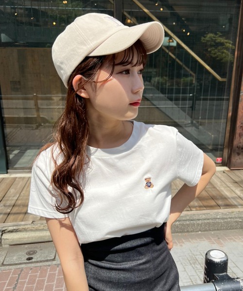 one after another NICE CLAUP（ワンアフターアナザーナイスクラップ）の「くま刺繍Tシャツ（Tシャツ/カットソー・レディース・ホワイト/ネイビー/サックスブルー/ピンク・FREE）」の11枚目の写真