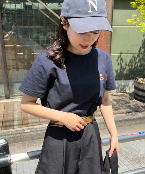 one after another NICE CLAUP（ワンアフターアナザーナイスクラップ）の「くま刺繍Tシャツ（Tシャツ/カットソー・レディース・ホワイト/ネイビー/サックスブルー/ピンク・FREE）」の21枚目の写真