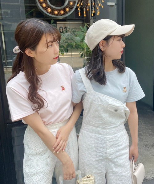 one after another NICE CLAUP（ワンアフターアナザーナイスクラップ）の「くま刺繍Tシャツ（Tシャツ/カットソー・レディース・ホワイト/ネイビー/サックスブルー/ピンク・FREE）」の22枚目の写真