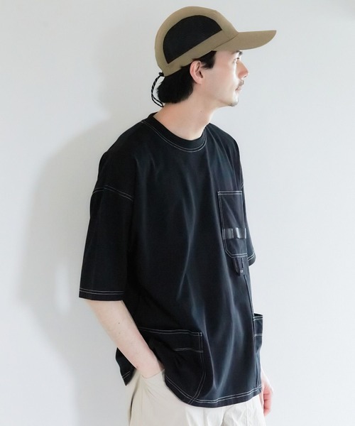 niko and...(ニコアンド)の「ペインターポケットTシャツ(Tシャツ/カットソー・メンズ・グリーン/ブラック/ブルー/オフホワイト・MEDIUM/LARGE)」の3枚目の写真