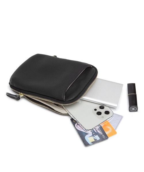GUSCIO（グッシオ）の「【グッシオレザー】本革　ウォレットショルダーバッグ　お財布ポシェット（ショルダーバッグ・レディース・アイボリー/ブラック/ベージュ系/ブルー/ピンク/オレンジ/ラベンダー・FREE）」の20枚目の写真