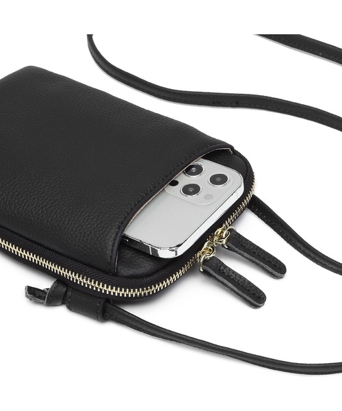 GUSCIO（グッシオ）の「【グッシオレザー】本革　ウォレットショルダーバッグ　お財布ポシェット（ショルダーバッグ・レディース・アイボリー/ブラック/ベージュ系/ブルー/ピンク/オレンジ/ラベンダー・FREE）」の9枚目の写真